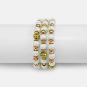 White and Golden Beaded Amazing Looking Rounded Rakhi Bracelet for Brother