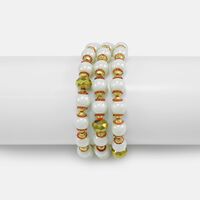 White and Golden Beaded Amazing Looking Rounded Rakhi Bracelet for Brother