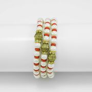 White Red and Golden Beads Designer Amazing Looking Bracelet Rakhi