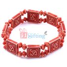 Red Stroke Beaded Auspicious Om Rakhi Bracelet for Raksha Bandhan