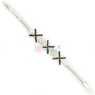 Triple Cross Diamond Silver Bracelet Rakhi