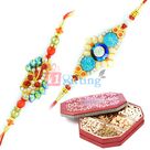 Two Kundan Bandhan Fancy Rakhi with Quality Dry fruits