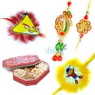 Celebration Kundan Pair with Twin Kids Rakhi and Dry fruits