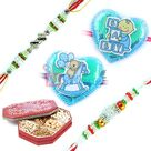 Special Diamond Rakhis for Brothers and Kids Pair and Dry fruits