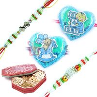 Special Diamond Rakhis for Brothers and Kids Pair and Dry fruits