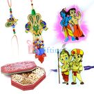 Mayur Beads Pair Rakhi Kids Twin Rakhi with Dry fruit Box