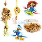 Kundan Pair Rakhi with Kids Rakhi and Dried fruits