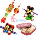 Handicraft Kundan Beads Rakhi Pairs Kids Rakhi and Dry fruits