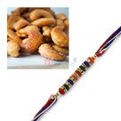 Multicolor Beads Diamonds thread rakhi with kaju Roasted