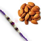 Superb Blue diamond and pearl Rakhi with Fresh Almonds