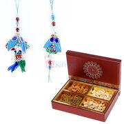 Marvelous Pair of Bhaiya Bhai Rakhi with 4 Type Dry Fruit Box