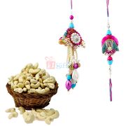 Fresh Kaju with Fine Rakhi set of Bhaiya Bhabhi