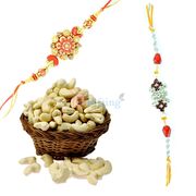 Stunning Rakhi set of 2 Rakhi with Fresh Kaju 