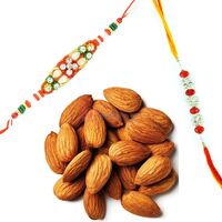 Two Delightful Rakhi Set with Fresh Almonds