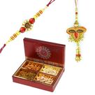 Gorgeous Rakhi set for Bhaiya Bhabhi with 4 Type Dry Fruit Box