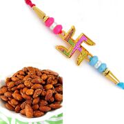 Rosted Cachew with Colorful Swastik Rakhi Combo