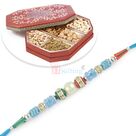Glass Beads Rakhi with Big Dryfruit Box Hamper