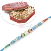 Glass Beads Rakhi with Big Dryfruit Box Hamper