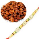 Golden and AD Work Beautiful Rakhi with Rosted Badam