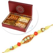 Beautiful Brother Rakhi and 4 Types of Dryfruit Hamper