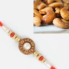 Designer Pearl Beads Rakhi with Rosted Kaju Dryfruit