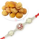 Awesome Diamond Pearl Rakhi and Tasty Khubani Dried Fruit