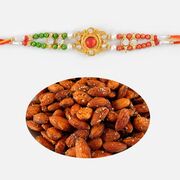 Beautiful Rakhi and Fried Badam Hamper
