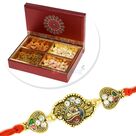 Exclusively Designer Meena Work Rakhi with Small Dryfruit Box
