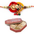 6 Types Dryfruit Box and Mauli Base Rakhi Hamper