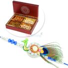 Designer Peacock Fancy Rakhi with 4 Types of Dryfruit Box