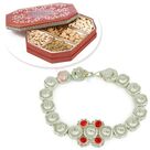 Designer Silver Rakhi Bracelet with 6 Type Dryfruit Box