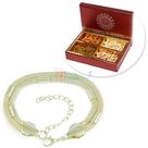 Silver Chain Rakhi Bracelet and 4 Dryfruit Type Box Hamper
