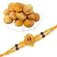 Wooden Work Zardosi Rakhi and Dry Khubani Combo