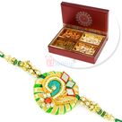 Exclusive Jaipuri Designer Rakhi and Small Dryfruit Box Hamper