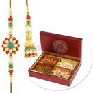 Beautiful Pachi Worked Pair Rakhi with 4 type Dryfruits