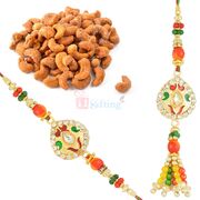 Roasted Cashew with Jewel Meena Pair Rakhi Set