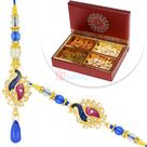 Kundan Meena Peacock Pair Rakhi with 4 type Dryfruits