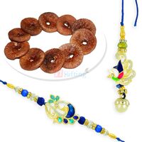 Dry Figs with Peacock Beautiful Pair Rakhi Set