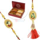 Four Type Dryfruits with Padmini Ratan Singh Pair Rakhi Set