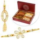 Awesome Flower Jewel Pair Rakhi with 4 type Dryfruits