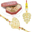 Leaf Jewel Pair Rakhi Set with 6 type Dryfruits