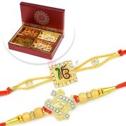 Ik Onkar and Auspicious 2 Rakhi with 4 type Dryfruits Box
