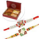 Beautiful Om 2 Brother Rakhi Set with 4 type Dryfruits