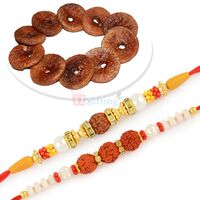 Dry Figs with 2 Rudraksha Rakhi Set Hamper