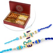 Ik Onkar and Swastic Rakhi Set with 4 type Dryfruits Box