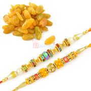 Beautiful 2 Rakhi for Brother and Kishmish Hamper