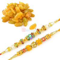 Beautiful 2 Rakhi for Brother and Kishmish Hamper