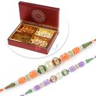 Four Type Dryfruits with Pearl Beads 2 Rakhi Set