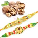 Auspicious 2 Brother Rakhi Set with Walnuts Dryfruits