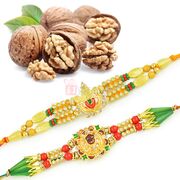 Auspicious 2 Brother Rakhi Set with Walnuts Dryfruits